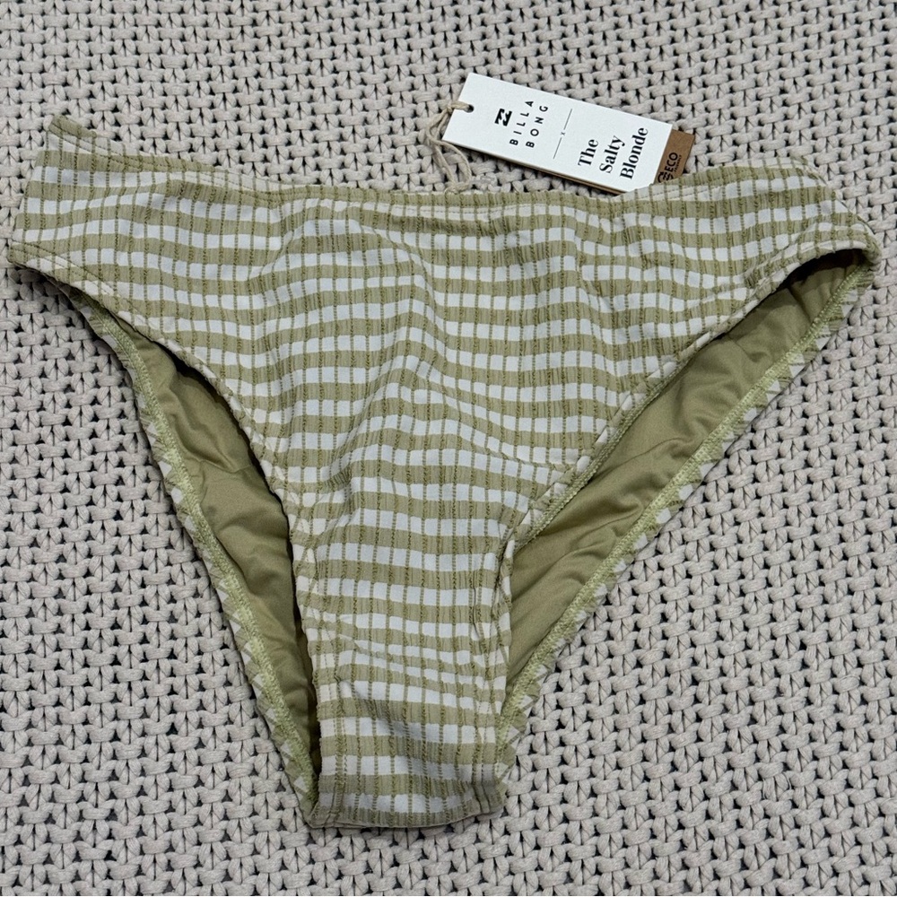 NWT Billabong Salty Blonde Meet Your Matcha Maui Rider Bikini Bottom -Size Large